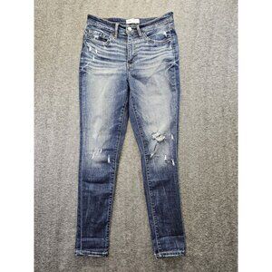 BKE Jeans Women's 28 29 1/2 Blue Denim Parker Universal Fit High Rise Distressed